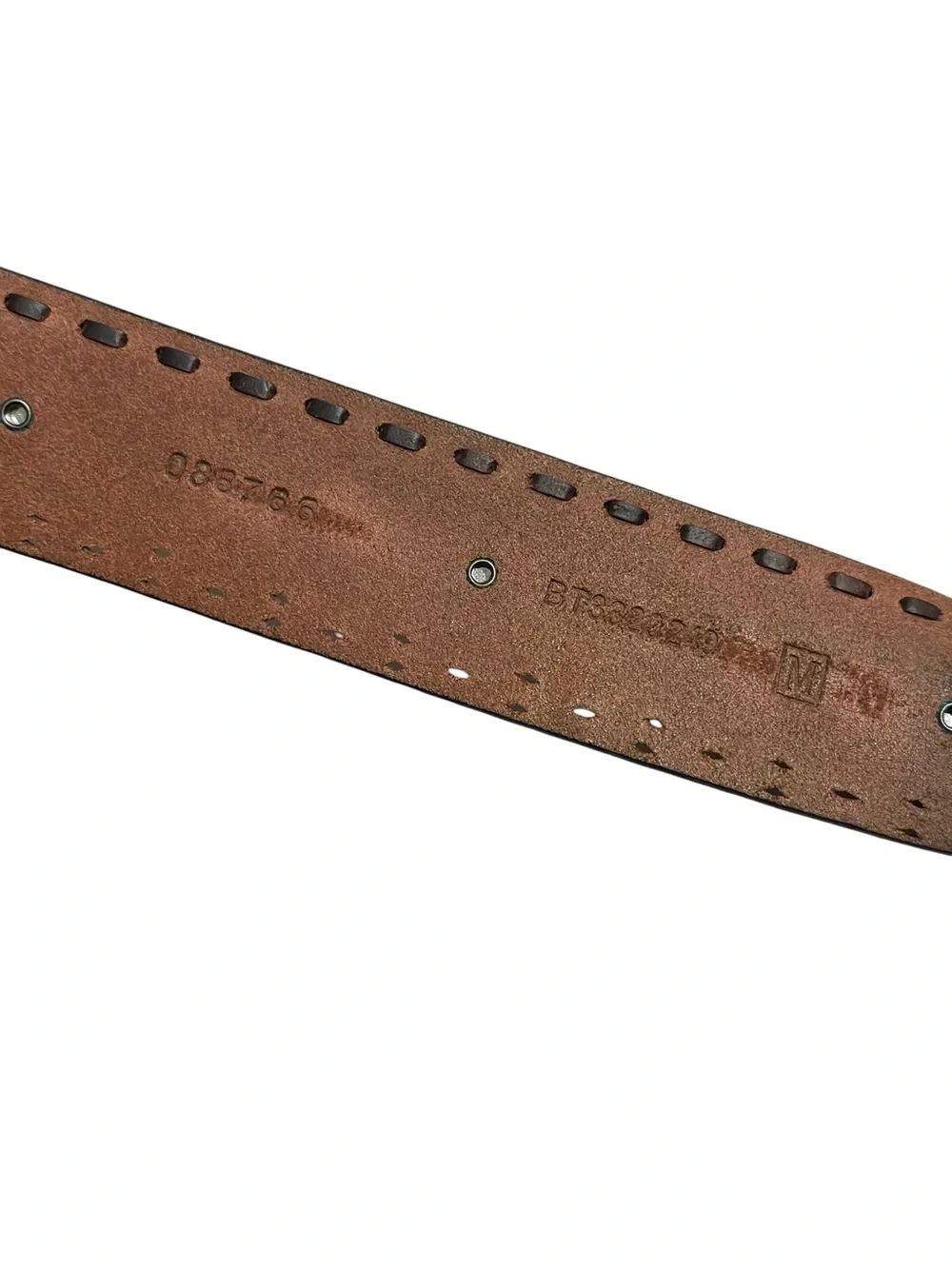 Vintage Fossil Ornate Jeweled Embroidered Brown Leather Belt y2k Medium